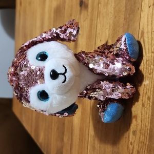 BLING! HIPPITY PINK SEQUIN DOG PLUSH 6.5" TALL Like New!